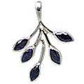 11423: Silver Setting blue sapphire art-deco pendants
