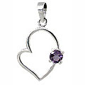 11444: Silver Setting purple amethyst  heart pendants