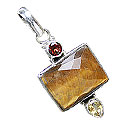 11451: Silver Setting brown,red,yellow tiger eye pendants