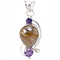 11453: Silver Setting brown,purple rotile pendants