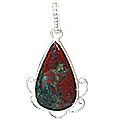 11456: Silver Setting green,red bloodstone drop pendants