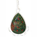 11459: Silver Setting green,red bloodstone drop pendants
