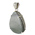 11591: Silver Setting gray jasper  drop pendants