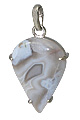 11617: Silver Setting White, Grey jasper  leaf pendants