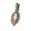 11627: Silver Setting pink rose quartz pendants