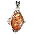 11945: Silver Setting gray,orange sunstone  american-southwest pendants