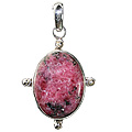 11952: Silver Setting Pink, Black rhodonite american-southwest pendants