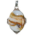11957: Silver Setting Brown, White agate american-southwest pendants