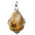 11958: Silver Setting Brown, White agate  american-southwest pendants