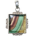 Design 11971: multi-color fluorite american-southwest, art-deco, ethnic pendants