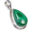 11996: Silver Setting green malachite  american-southwest pendants