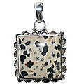12004: Silver Setting black dalmatian jasper american-southwest pendants