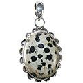 12006: Silver Setting black,white dalmatian jasper  american-southwest pendants