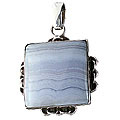 12017: Silver Setting blue agate american-southwest pendants