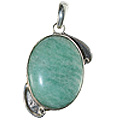 12048: Silver Setting Green amazonite  american-southwest pendants