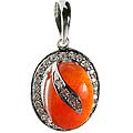 12054: Silver Setting orange,white carnelian engagement pendants