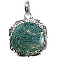 12083: Silver Setting green moss agate american-southwest pendants