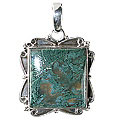 12087: Silver Setting green moss agate american-southwest pendants