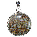 12090: Silver Setting Brown,Yellow opal  american-southwest pendants