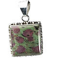 12099: Silver Setting black,green,red zosite  american-southwest pendants
