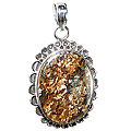 12122: Silver Setting brown bronzite  american-southwest pendants