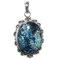 12164: Silver Setting blue,brown chrysocolla  american-southwest pendants