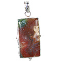 12165: Silver Setting Green, Red bloodstone  ethnic pendants