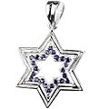 12232: Silver Setting Blue, White iolite  star pendants