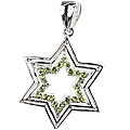 12241: Silver Setting green peridot star pendants