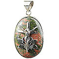12247: Silver Setting green unakite  cross pendants