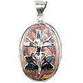 12263: Silver Setting brown jasper cross pendants