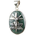 12264: Silver Setting green moss agate  cross pendants