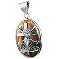 Design 12267: brown,yellow tiger eye cross, religious pendants