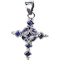 12317: Silver Setting blue iolite cross pendants