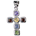 Design 12327: multi-color multi-stone cross pendants