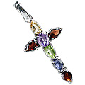 Design 12344: multi-color multi-stone cross pendants