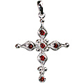 12346: Silver Setting red garnet  cross pendants
