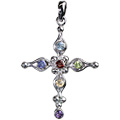 12348: Silver Setting multi-color multi-stone cross pendants