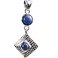 12392: Silver Setting blue lapis lazuli  art-deco pendants