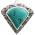 12393: Silver Setting green turquoise  american-southwest pendants