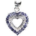12400: Silver Setting blue iolite  heart pendants