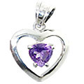 12426: Silver Setting purple amethyst  heart pendants