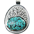12428: Silver Setting blue turquoise  american-southwest pendants