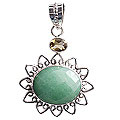 12459: Silver Setting green aventurine pendants