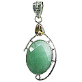 12461: Silver Setting green aventurine pendants