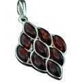 12476: Silver Setting orange amber pendants