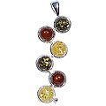 12486: Silver Setting multi-color amber pendants