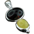 12488: Silver Setting orange,yellow amber pendants