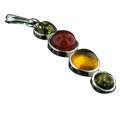12489: Silver Setting green,orange,yellow amber pendants