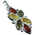 12490: Silver Setting green,orange,yellow amber contemporary pendants